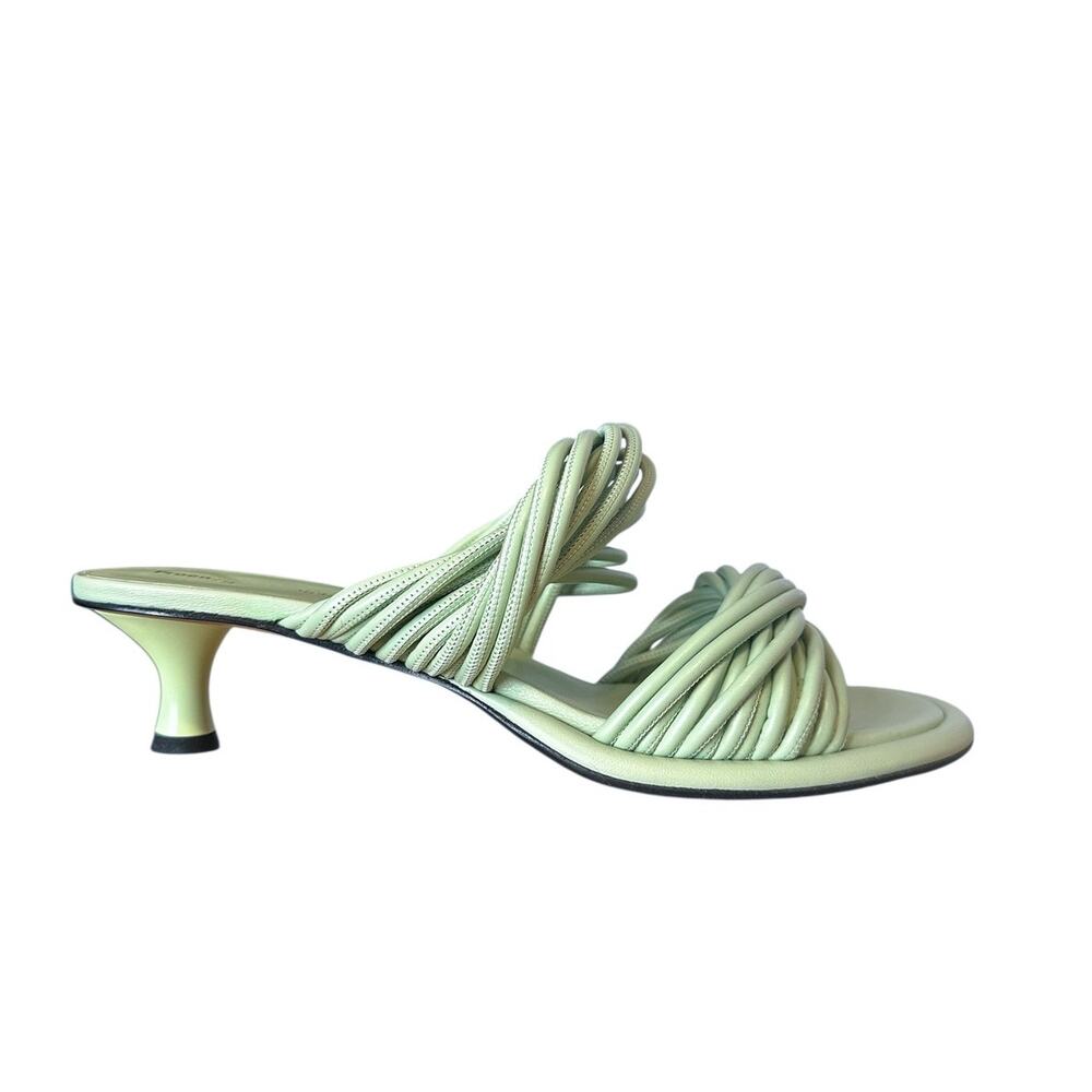 Proenza Schouler Pipe Rolo Braided Leather Kitten Heel Mule Light Green EU 40